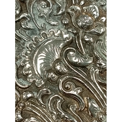 102 - 800 silver ornate flower detail ashtray weight 60.14 grams