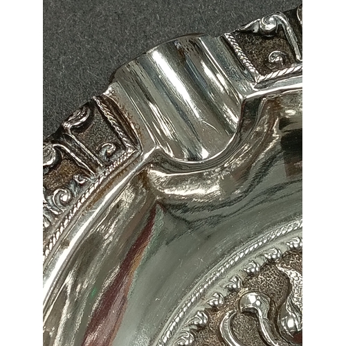 102 - 800 silver ornate flower detail ashtray weight 60.14 grams