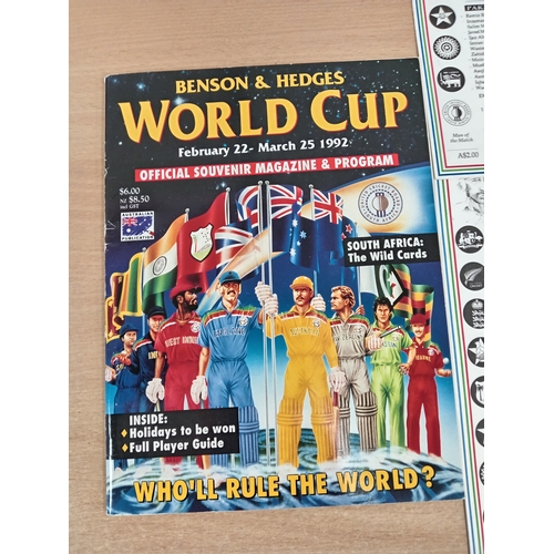 104 - Benson & Hedges World Cup official Cricket program with 1992 scorecards