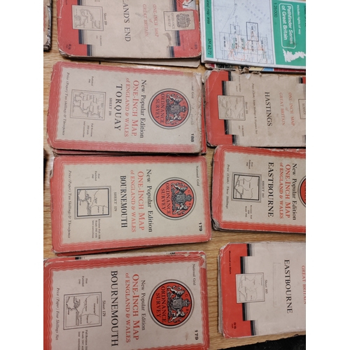 115 - Job lot Approx 30 Ordinance Survey maps dated from the 1940s to 1960s. Some cloth and some paper.