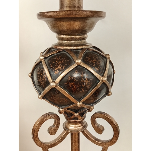 116 - Ornate table lamp with embroidered shade H 75cm shade width 35cm