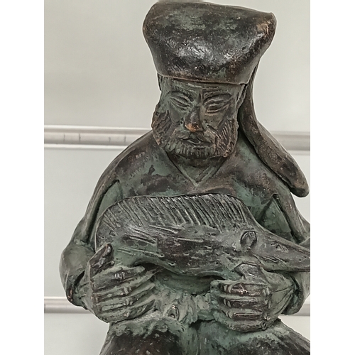 127 - Japanese fisherman signed pottery figure