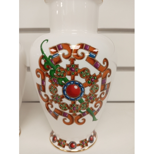 128 - Pair of portmeirion China Ancestral Jewels 1994 vases by Anwyl Cooper-Wallis H 21cm x W 13cm