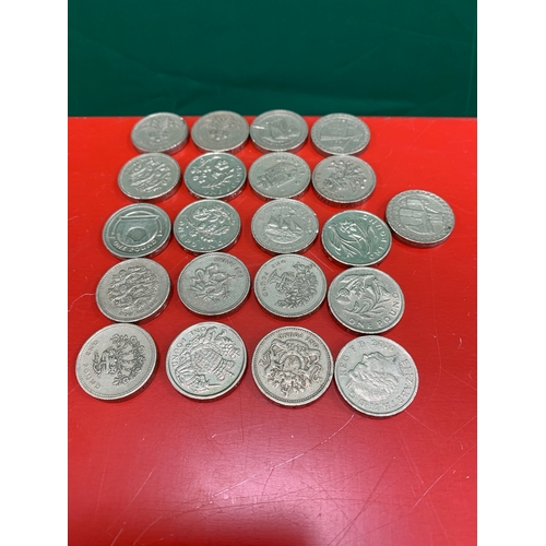 133 - £21 pounds of old and collectable pound coins.