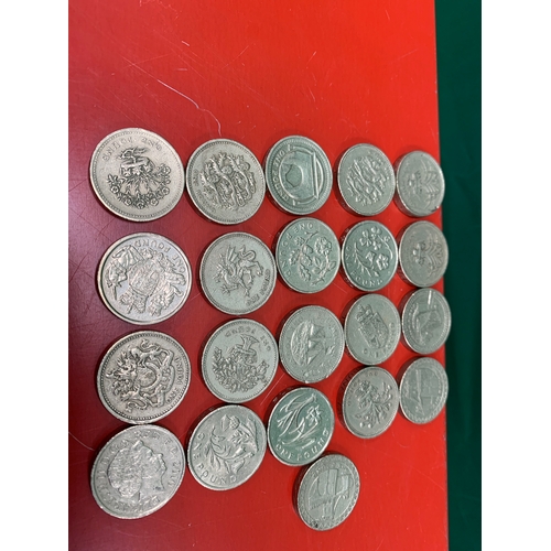 133 - £21 pounds of old and collectable pound coins.