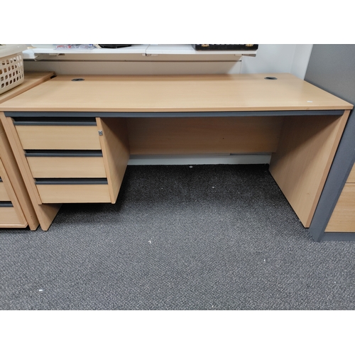 185 - Desk with draws H 72cm x W 153cm x D 75cm