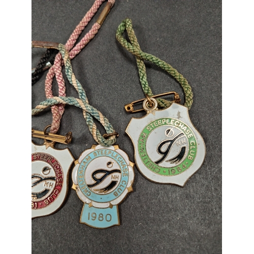 3 - Four Cheltenham Steeplechase horse racing club badges dates from 1979-1984