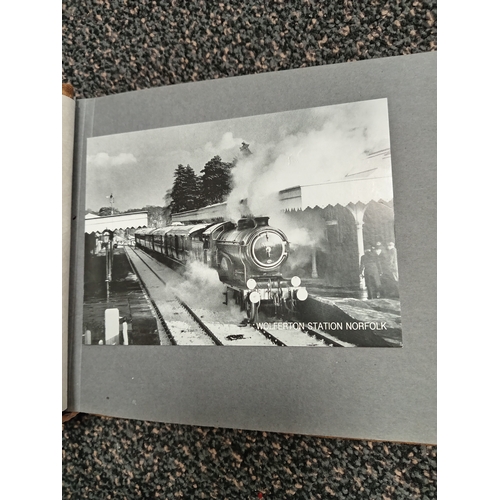 7 - Vintage suede postcard album of trains.