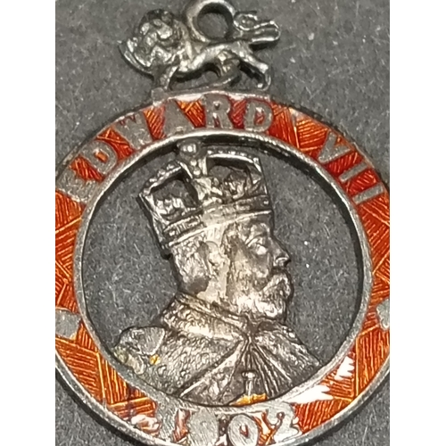 66 - Charles Horner Edwardian VII Coronation souvenir enamel antique charm 1902 hallmarked Chester silver