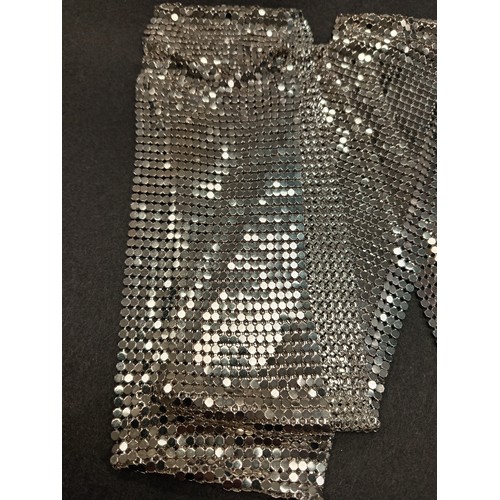 69 - Vintage white metal sequin mesh scarf 100cm long