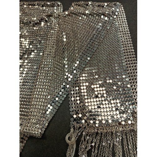 69 - Vintage white metal sequin mesh scarf 100cm long