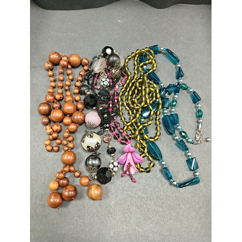 75 - Five vintage beaded necklaces