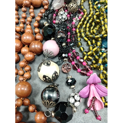 75 - Five vintage beaded necklaces