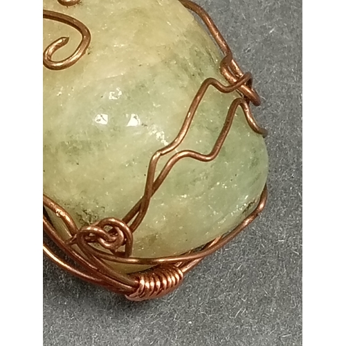 78 - Large Aquamarine gemstone copper wired pendant