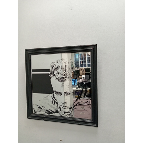 110 - Vintage James Dean framed mirror H 45.5cm x W 45.5cm