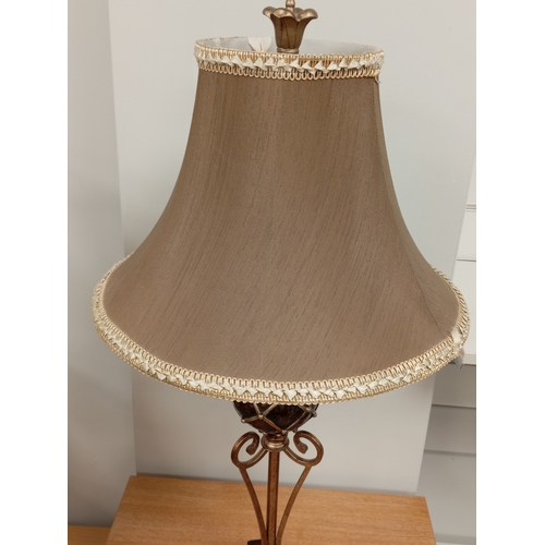 116 - Ornate table lamp with embroidered shade H 75cm shade width 35cm