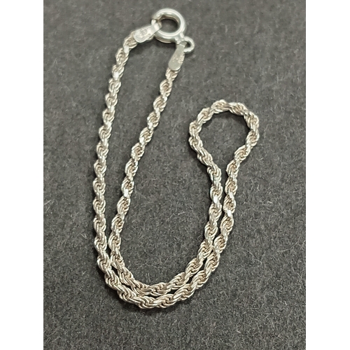 387 - 925 silver rope chain bracelet 18cm