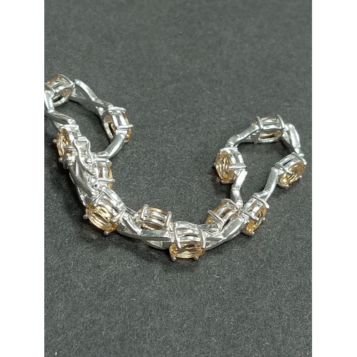 389 - 925 silver citrine stone bracelet 18cm