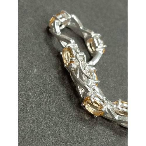 389 - 925 silver citrine stone bracelet 18cm