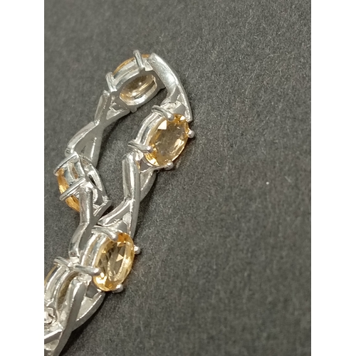 389 - 925 silver citrine stone bracelet 18cm