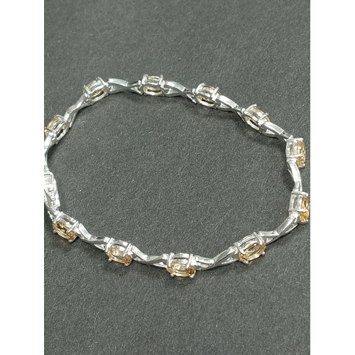 389 - 925 silver citrine stone bracelet 18cm