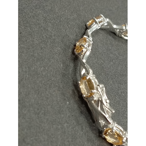 389 - 925 silver citrine stone bracelet 18cm