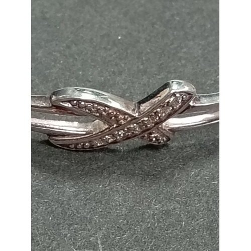 391 - 925 silver and cubic zirconia bangle 7cm diameter