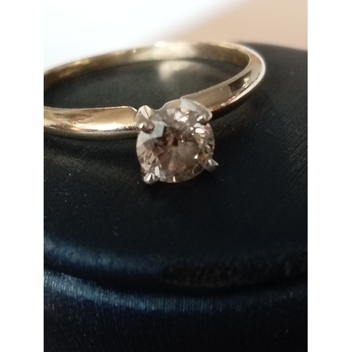 417 - 14ct gold 0.72ct diamond ring size Q weight 2.16 grams