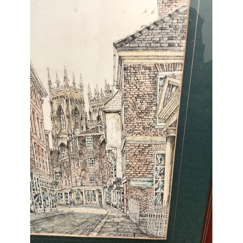 6 - Signed York artist Douglas A Heald watercolor of Peter Gate York England H 55cm x W 43cm