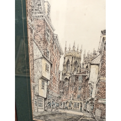 6 - Signed York artist Douglas A Heald watercolor of Peter Gate York England H 55cm x W 43cm