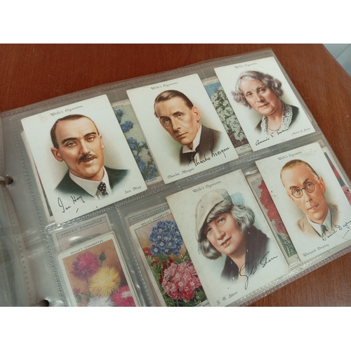 16 - Vintage cigarette card album full of cigarette cards including film stars, flowers, aeroplanes, Roya... 