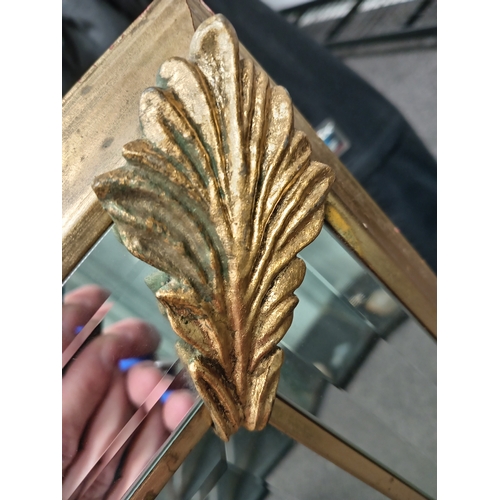 32 - Large gold leaf detail bevel edge mirror H 88cm x W 114cm