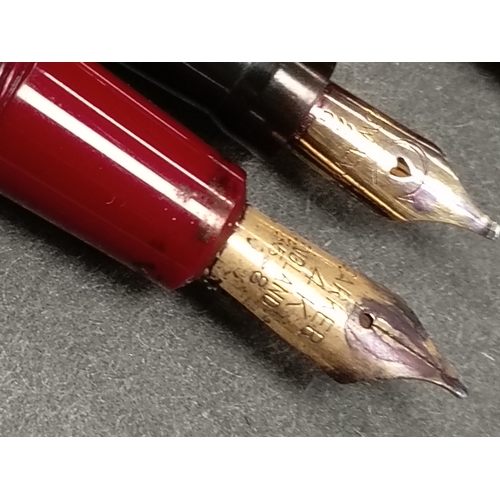 33 - 14 k Gold nibbed Parker fountain pen and 14 k Gold nibbed Mabie Todd & Co calligraphy pen.