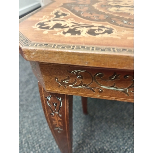 38 - Mid Century Serrento ware Italian inlaid wooden musical table H 45cm x W 37cm