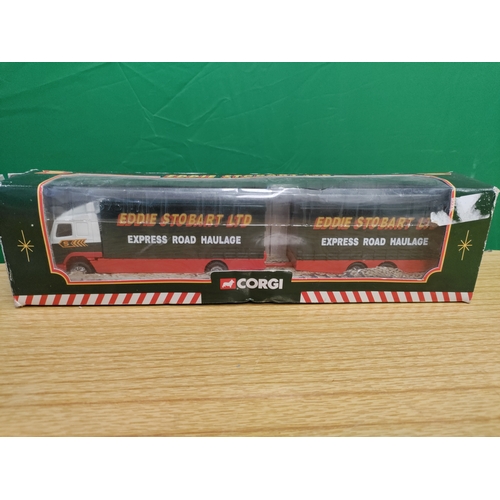 41 - Two Corgi Eddie Stobart Ltd Models. Ford Cargo Box Van 59601 and Volvo Short Wheelbase Lorry With Cl... 