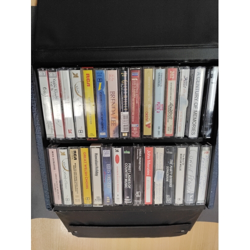 50 - Blue Cassette Carry Case with cassettes. Including Bob Marley, Elvis Presley, Brenda Lee and Mike Do... 