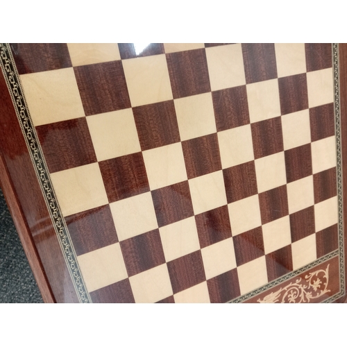 56 - Mid century Sorrento ware Italian inlaid games table with chess board top and roulette inside