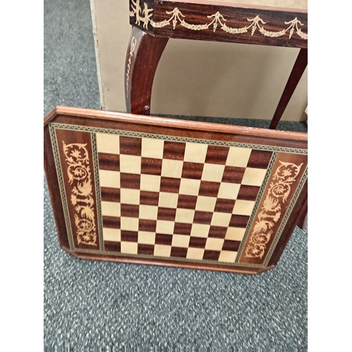 56 - Mid century Sorrento ware Italian inlaid games table with chess board top and roulette inside