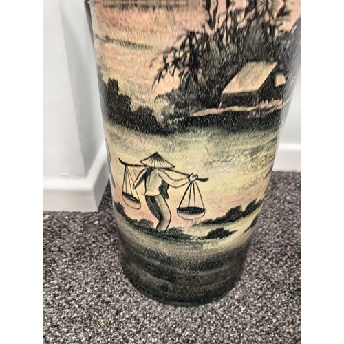 60 - Hand painted Oriental scene umbrella stand H 47cm x W 23cm