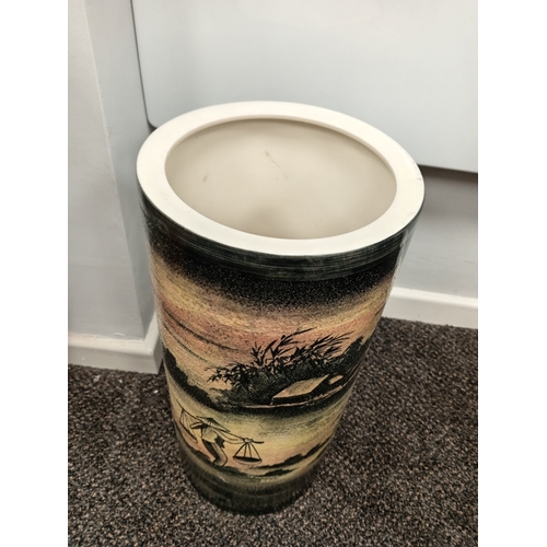 60 - Hand painted Oriental scene umbrella stand H 47cm x W 23cm