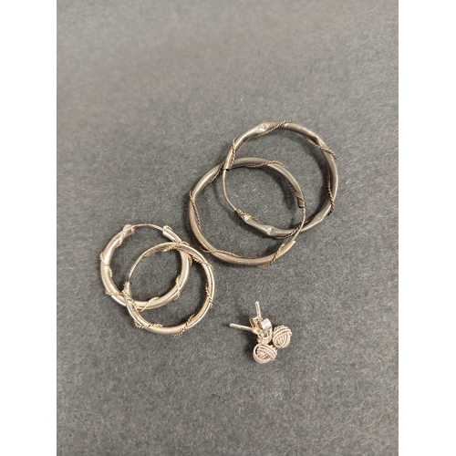 307 - Three pairs of 925 silver earrings includes two pairs of hoop earrings and one pair of stud earrings