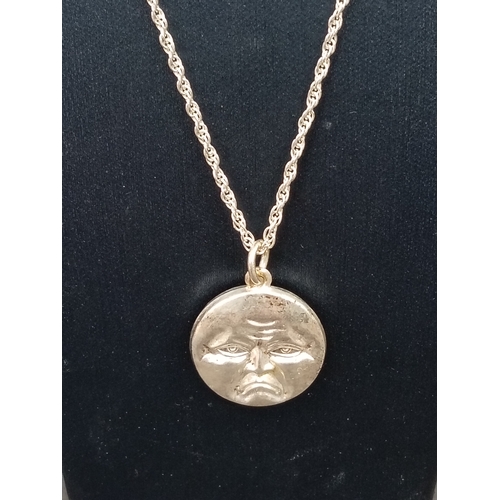 314 - Sad moon pendant on 925 silver chain L 46cm