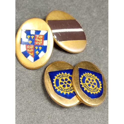 318 - 9ct gold plated rotary association cufflinks