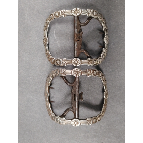 296 - A pair of antique Georgian or possibly earlier Sterling Silver Boot Buckles. Hallmarked With Lion Pa... 