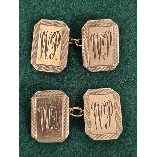 325 - Pair of 9 carat gold cuff links monogram W.P. 2.8 grams