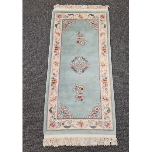 400 - Light Green patterned Carpet Runner Chinese style Needlepoint Rug 206cm x 90cm