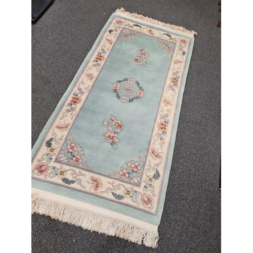 400 - Light Green patterned Carpet Runner Chinese style Needlepoint Rug 206cm x 90cm