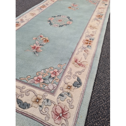 400 - Light Green patterned Carpet Runner Chinese style Needlepoint Rug 206cm x 90cm