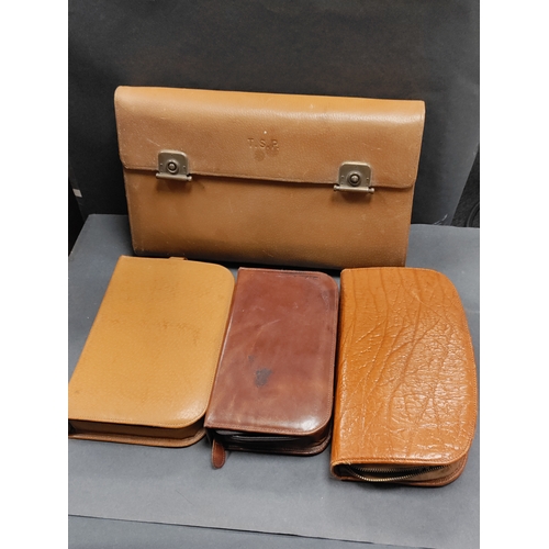 406 - Set of four gents leather and pigskin grooming kits