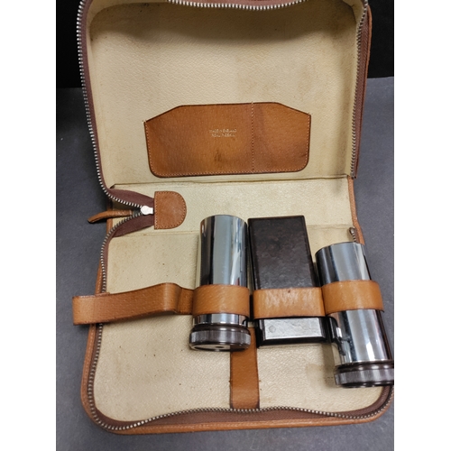 406 - Set of four gents leather and pigskin grooming kits